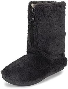 Polar Cremallera de espuma viscoelástica cubierta de piel sintética suela de goma interior exterior acogedor zapatillas de bota de lujo para mujer - Gris oscuro - 40