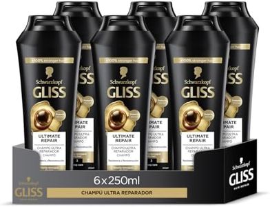 Schwarzkopf Gliss Ultimate Repair Champú ultra reparador para cabello dañado y seco (6 x 250 ml), con keratina líquida y sérum de perla, 90% más de resistencia y brillo