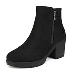 DREAM PAIRS Women's Chunky Heel Ankle Boots Chelsea Zipper Round Toe Classic Booties,Size 8.5,Black,Z0EY-2