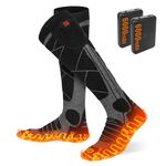 EIHBIEA Heated Socks, 5V 6000mAh Rechargeable Heated Socks for Men & Women, Electric Socks with 3 Heating Levels for Winter, Skiing, Hunting, Camping, Hiking, Cycling, Outdoor Work (Grey+Black)