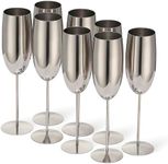Oak & Steel - 8 Stainless Steel Champagne Flutes with Gift Box, 285 ml - Matte Rose Gold/Copper - Elegant, Solid & Unbreakable - Outdoor Parties, Picnic, Beach & Pool