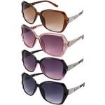 Firtink 4 Pcs Women Large Sunglasses, UV 400 Glasses Oversized Polarized Sunglasses Classic Trend Ladies Sunglasses Sparkling Large Frame Sunglasses for Women