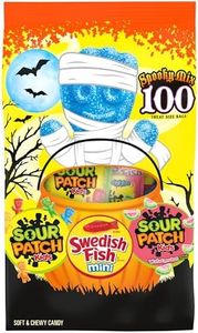 SOUR PATCH KIDS & SWEDISH FISH Mini Halloween Candy Variety Pack, 100 Trick or Treat Bags