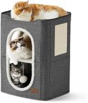 Bedsure 2-Level Cat House for Indoor Cats - Small Cat Towers with Scratch Pad and Hideaway Condo, Cat Cave Bed Furniture for Multi Pets and Large Cats, 18x14x23 inches, Dark Grey