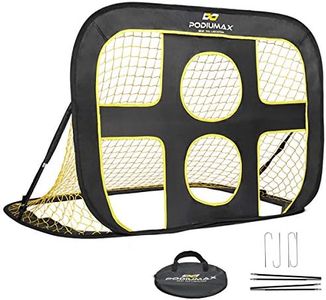 PodiuMax Kids Soccer Goal Net Portable 2 in 1 Pop up Children Football Target Net with Carry Bag Black/Yellow (120x80x80cm)