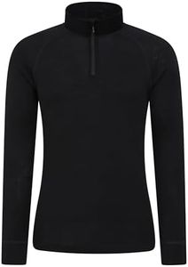 Mountain Warehouse Merino II Mens Zip Neck Base Layer Top Black Small