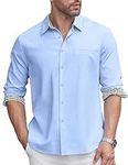 COOFANDY Men's Long Sleeve Oxford Dress Shirts Chambray Button Down Business Casual Shirt