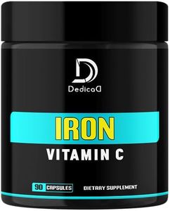 Iron (as Ferrous Bisgycinate Chelate) Supplement with Vitamin C (from L-Ascorbate & Acerola Cherry Extract) - 500mg 90 capsules 3 Month - Support for Iron Absorption & Immune System