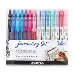 Zebra Pen MILDLINER Dual Tip Highlighter Journaling Set, Gel Pens & Pastel Highlighters Multipack, Broad & Fine Tip Markers & Highlighters, Double Ended Pens, Assorted Colours, 14pc