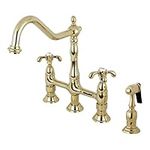 Kingston Brass KS1272TXBS French Country Center Set Kitchen Faucet Sprayer, Polished Brass, 8 inch