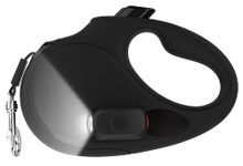 TUG Oval 360° Tangle-Free Retractable Dog Leash | Flashlight Included | Integrated Waste Bag Dispenser Pocket (Medium, Black)