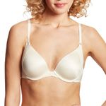 Maidenform Natural Boost Demi Bra, Push-Up Lace T-Shirt Bra with Convertible Straps, Add-One-Cup-Size Push-Up T-Shirt Bra, Pearl, 36A Ivory