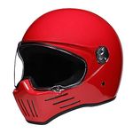 Woljay Vintage Full Face Motorcycle Helmet Helmets Jet Moto Cruiser Scooter Unisex Adult DOT Approved (Red,Medium)