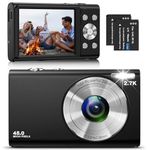 Digital Camera, Autofocus Compact Camera HD 2.7K 48MP with 2.8" Large Screen, 16X Digital Zoom, Portable Mini Camera for Photography, Youtube Vlogging Camera for Kids,Adult,Beginners（Black）