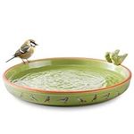 Navaris Outdoor Ceramic Bird Bath Bowl - Frost Resistant with Spacious 25cm (9.8") Diameter - Attractive Bird Bath For Garden With Elegant Bird Print Design