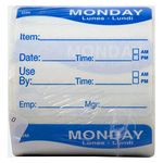 DayMark Safety Systems DissolveMark Day of The Week 2" x 2" Label, Monday, Item/Date/Use by, (Roll of 250)