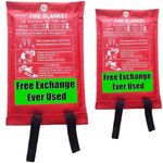 Fire Blanket for Home, Fiberglass Fire Suppression Blanket for Kitchen, Flame Retardant Protection and Heat Insulation Emergency Fireproof Safety Blanket for People, 39.3"x39.3" 2pack