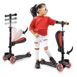 10 Wheeled Scooter for Kids - Stand & Cruise Child/Toddlers Toy Folding Kick Scooters w/Adjustable Height, Anti-Slip Deck, Flashing Wheel Lights, for Boys/Girls 2-12 Year Old - Hurtle