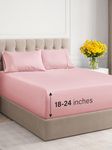 Extra Deep Pocket Queen Sheets - 4 Piece Breathable & Cooling Bed Sheets - Hotel Luxury Bed Sheet Set - Soft, Wrinkle Free & Comfy - Easily Fits Extra Deep Mattresses - Deep Pocket Baby Pink Sheets