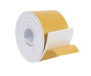 High Density Foam Weather Stripping Door Seal Strip Insulation Tape Roll for Insulating Door Frame, Window, Air Conditioner | Self Adhesive Sealing Weatherstrip (4 in x 1/4 in x 10 Ft, White)