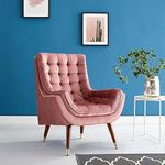 Wooden Furniture City Wing Chair for Living Room with Ottoman |Single Seater Chair with Foot Rest and Cushion | Wingback Chair for Livingroom, Bedroom, Office | Pink Colour