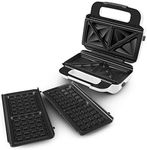 Tefal SW7011 Snack XL Sandwich Maker & Waffle Iron, 2 Non-Stick Plate Sets, Extra Deep Shape, Plates are Dishwasher Safe, Includes Recipe Book, 850 W, 27.6 x 23.8 x 9.8 cm