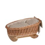 e-wicker24 Natural Wicker Dolls Cot Vintage Dolls Cradle Doll Bed Handmade Cot for Dolls Baby Doll Crib Retro Style Beige Doll Bedding Wooden Rocking Cradle rocking bassinet toy