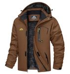 TACVASEN Fleece Jackets Mens Full Zip Waterproof Sports Jacket Snowboarding Travel Walking Cold Ski Skiing Coat Winter Windbreaker Outwear Coffee Brown