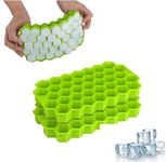 E-COSMOS Ice Cube Tray Silicone for Freezer Honeycomb 37 Cavity Ice Cube Mould Flexible Tray for Freezer, Chocolate Cake Maker, Ice Trays for Chilled Drinks, Reusable (Pack of 2) (Multi Color)