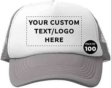 100 Fly Ball Structured Mesh Caps Set - Customizable Text, Logo - Casual, Sporty, Adjustable, Breathable, Comfortable - Grey