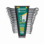 SATA 15 Piece 12 Point Combination Wrench Set| Metric Sizes 8mm - 22mm| Off Corner Loading | ST08410G