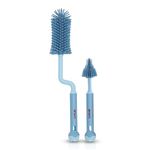 LuvLap 360° Movable Silicone Bristle Baby Feeding Bottle Cleaning Brush & Nipple Cleaner, Ergonomic Handle, Easy to Clean Bottle Corners for Narrow Neck & Wide Neck Feeding Bottles, Blue