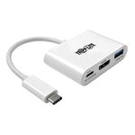 Tripp Lite U444-06N-HU-C USB-C-HDMI External Video Adapter with USB-A Hub & USB-C PD Charging Port, White