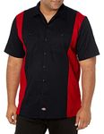 Dickies Men's Two Tone Work Casual Shirt, Black (Black/English Red), XX-Large