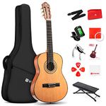 Classical Guitar 36 Inch Junior size Nylon String Guitar Classic Guitarra Bundle with Footstool for Beginners Adults Teens, Cedar Top, by Vangoa