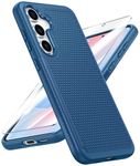 FNTCASE for Samsung Galaxy S24-FE Case: Dual Layer Protective Heavy Duty Cell Phone Cover | Shockproof Rugged with Non Slip Textured Back | Military Grade Drop Protection Bumper Tough (Blue)