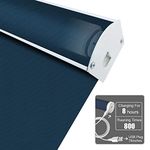 Motorized Blackout Valanced Window Shades, Remote Control Wireless and Rechargeable Roller Blinds with Top Valance, UV Protection Navy Blue Fabric Roller Shades for Windows, Doors, French Door