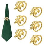 ZIBUYU� 6pcs Napkin Ring, Golden Leaf Napkin Ring Deluxe Napkin Ring for Dining Table, Wedding, Feast, Banquet, Festival