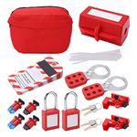 Lock Off Kit For Electricians, Lockout Tagout Kit, Safety Lockout Padlock,Electrical Circuit Breaker Lockout Tagout Kit Safty Padlock Loto Tags Hasps Set for Industrial, Electric Power