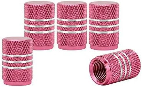 SENZEAL Valve Cap Car Aluminum Alloy Dust Caps for Car Tire Motorcycle Bike Valve Stem Cover Silver Around Design Pink 5 Pack