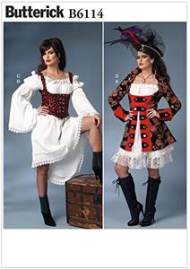 Butterick Patterns 6114 A5 - Cartamodello per Costumi da Donna, Taglie: UK 6-8 - 10-12 - 14 (EU 40-48)