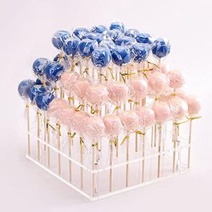 Goabroa Cake Pop Stand, 56 Holes Clear Acrylic 3 Tier Lollipop Holder for Lollipop/Cake Pop Sticks, Cake Pop Display for Weddings Baby Showers Birthday Parties Anniversaries Halloween Candy