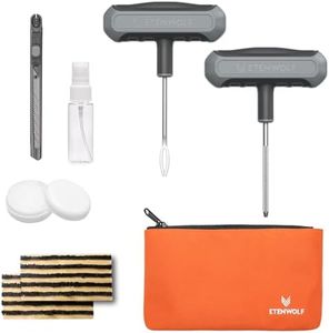 ETENWOLF Flat Tire Repair Kit with Plugs 16 Pcs, Heavy Duty Tire Plug Kit for Car, Motorcycle, ATV, Jeep, Truck, Tractor (Grey)