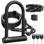 Sportneer Bike Lock, 18mm Heavy Duty Bike U Lock Plus Size with 6Ft/1.8M High Security Steel Cable&Adjustable Mounting Bracket&Key Anti Theft Secure Locks for Bikes, E-Bikes, Motorbikes, 7.8 x 4 in