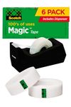 Scotch Magic Tape 6-Roll Value Pack with C38 Black Dispenser, 3/4 x 1000 Inches (810K6C38)