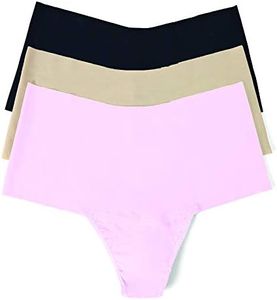 hanky panky, Breathe High Rise Thong Value 3 Pack, Black/Taupe/Bliss, Medium