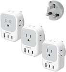 US to UK Plug Adapter 3 Pack, TESSA