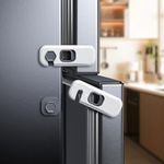 2 Pack Child Proof Refrigerator Lock, Fridge Locks for Kids with Sticky Adhesive Pads, Child Safety Locks for Doors, RV Refrigerator, Oven Lock Child Safety Baby Cabinet Locks(Grey)