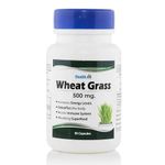 Healthvit Wheat Grass 500mg For Detoxifies The Body | Boosts Immune System | Increase Energy Level | Alkaline Superfood | 100% Natural And Non-GMO | 60 Capsules