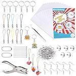 Morcheiong 158 Pcs Heat Shrink Plastic Sets Including shrinking Art Paper, Hole Punch,Tweezers,Keychains,Shrink Paper Craft Accessories for Kids